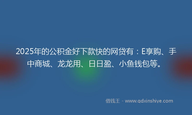 2025年的公积金好下款快的网贷有：E享购、手中商城、龙龙用、日日盈、小鱼钱包等。