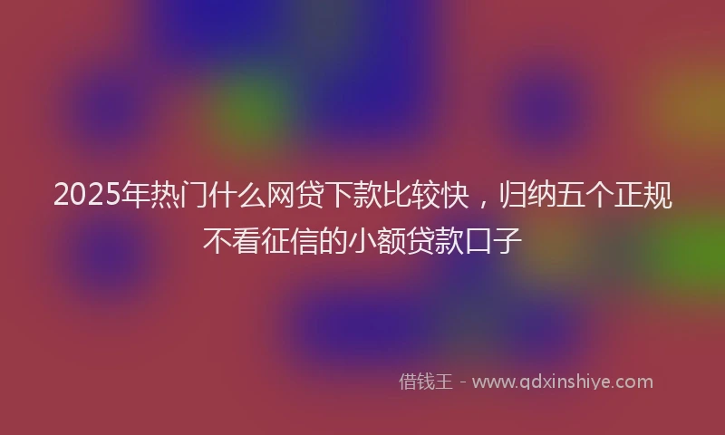 2025年热门什么网贷下款比较快，归纳五个正规不看征信的小额贷款口子