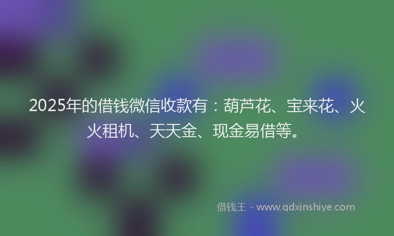 2025年的借钱微信收款有：葫芦花、宝来花、火火租机、天天金、现金易借等。