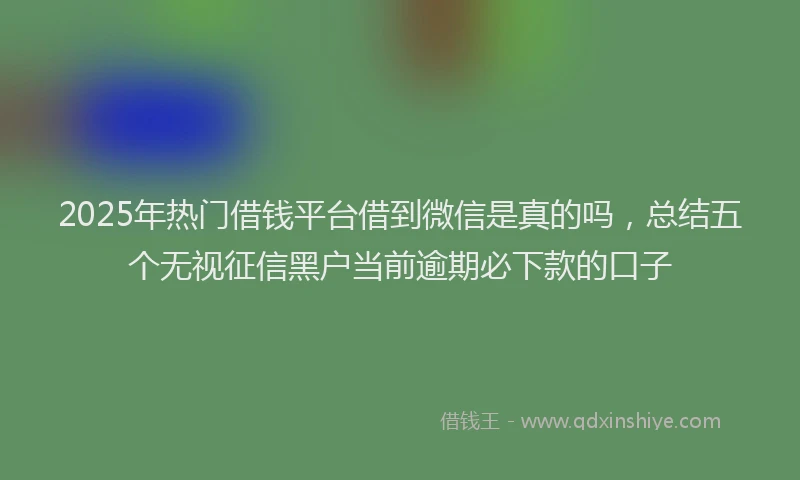 2025年热门借钱平台借到微信是真的吗，总结五个无视征信黑户当前逾期必下款的口子