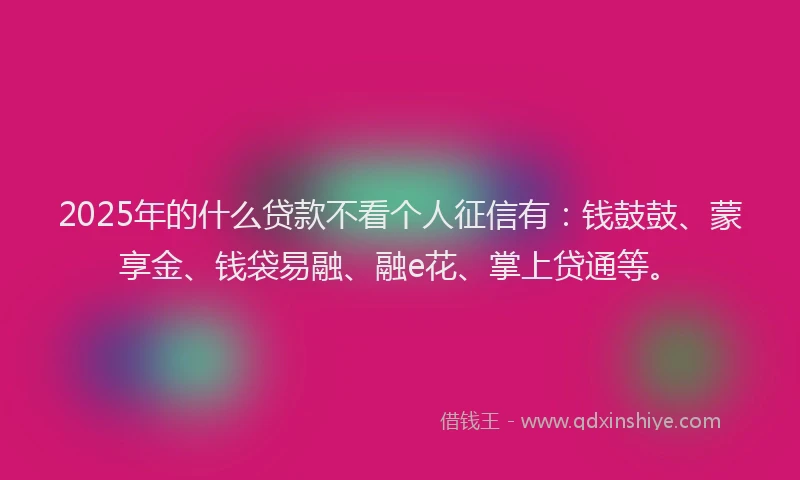 2025年的什么贷款不看个人征信有：钱鼓鼓、蒙享金、钱袋易融、融e花、掌上贷通等。