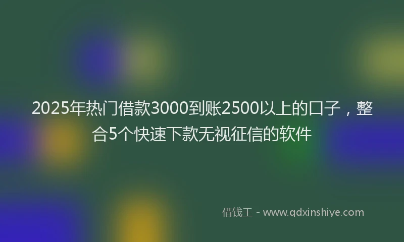 2025年热门借款3000到账2500以上的口子，整合5个快速下款无视征信的软件
