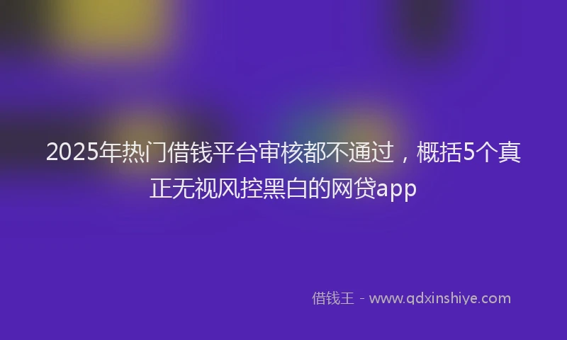 2025年热门借钱平台审核都不通过，概括5个真正无视风控黑白的网贷app