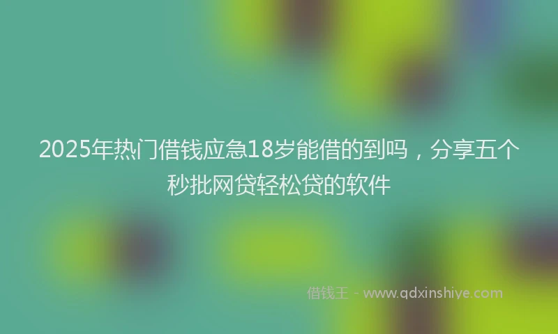 2025年热门借钱应急18岁能借的到吗，分享五个秒批网贷轻松贷的软件