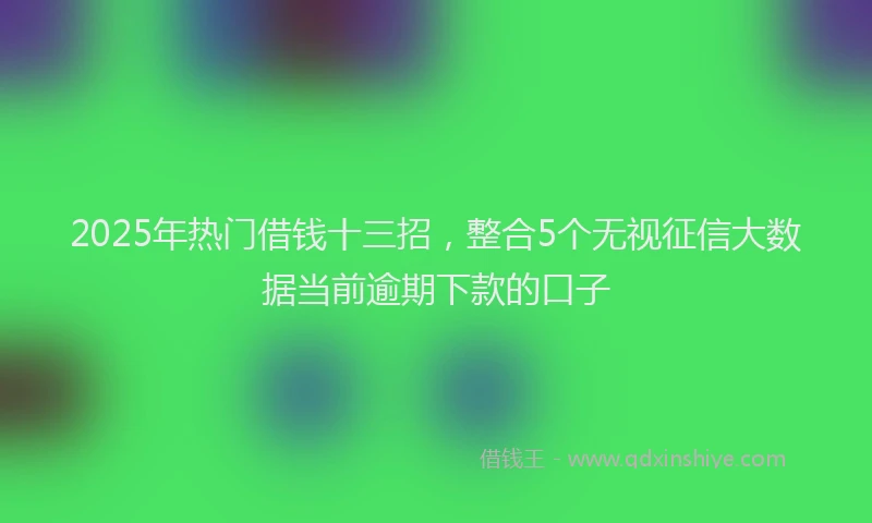 2025年热门借钱十三招，整合5个无视征信大数据当前逾期下款的口子