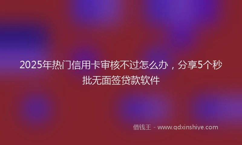 2025年热门信用卡审核不过怎么办，分享5个秒批无面签贷款软件