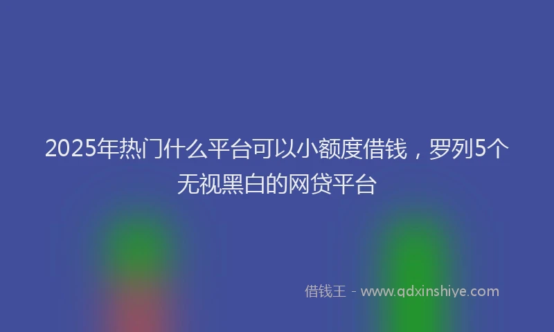 2025年热门什么平台可以小额度借钱，罗列5个无视黑白的网贷平台
