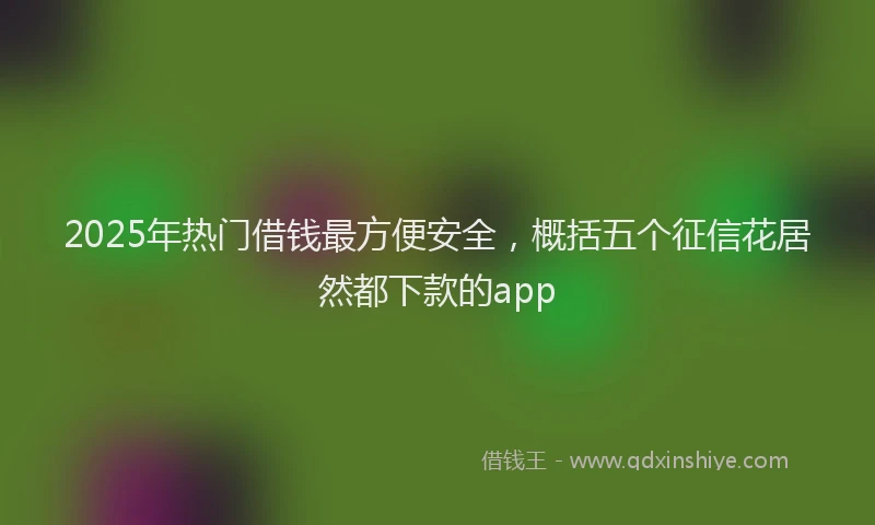 2025年热门借钱最方便安全，概括五个征信花居然都下款的app