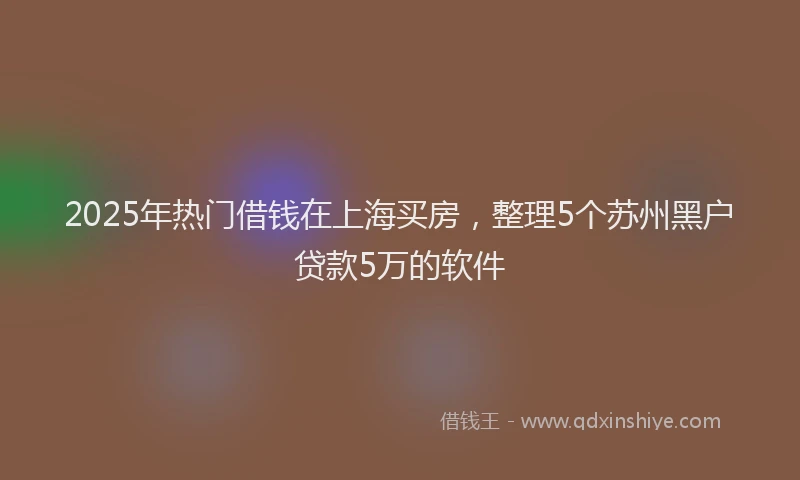 2025年热门借钱在上海买房，整理5个苏州黑户贷款5万的软件