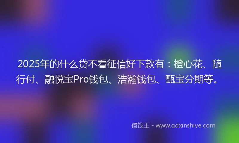 2025年的什么贷不看征信好下款有：橙心花、随行付、融悦宝Pro钱包、浩瀚钱包、甄宝分期等。