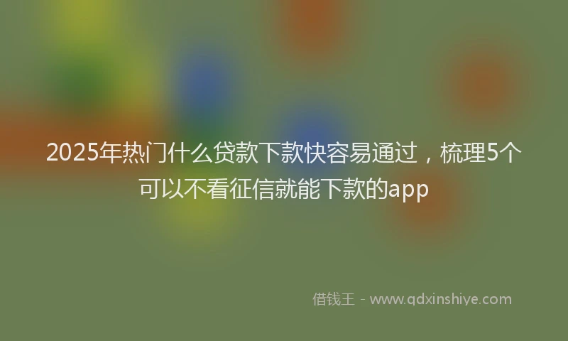 2025年热门什么贷款下款快容易通过，梳理5个可以不看征信就能下款的app