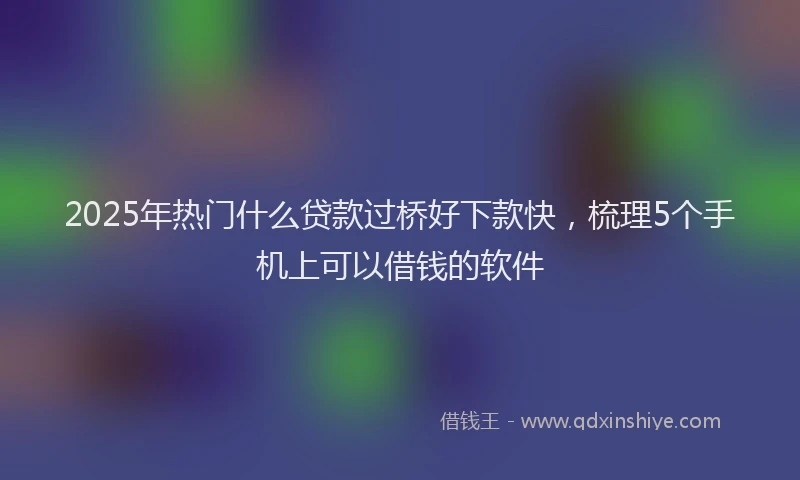 2025年热门什么贷款过桥好下款快，梳理5个手机上可以借钱的软件