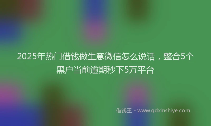 2025年热门借钱做生意微信怎么说话，整合5个黑户当前逾期秒下5万平台