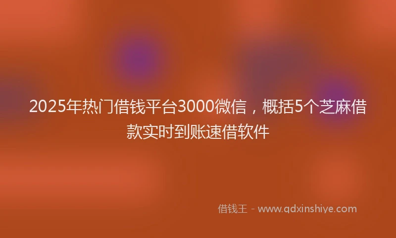 2025年热门借钱平台3000微信，概括5个芝麻借款实时到账速借软件