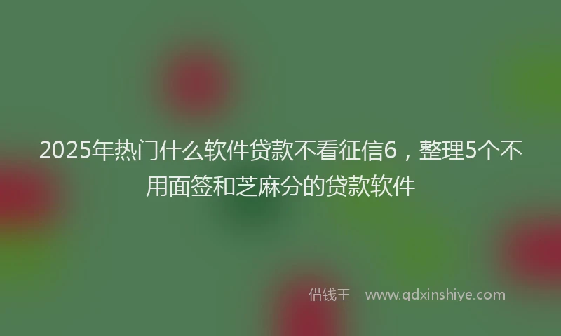 2025年热门什么软件贷款不看征信6，整理5个不用面签和芝麻分的贷款软件