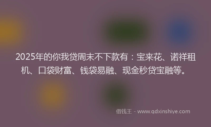 2025年的你我贷周末不下款有：宝来花、诺祥租机、口袋财富、钱袋易融、现金秒贷宝融等。