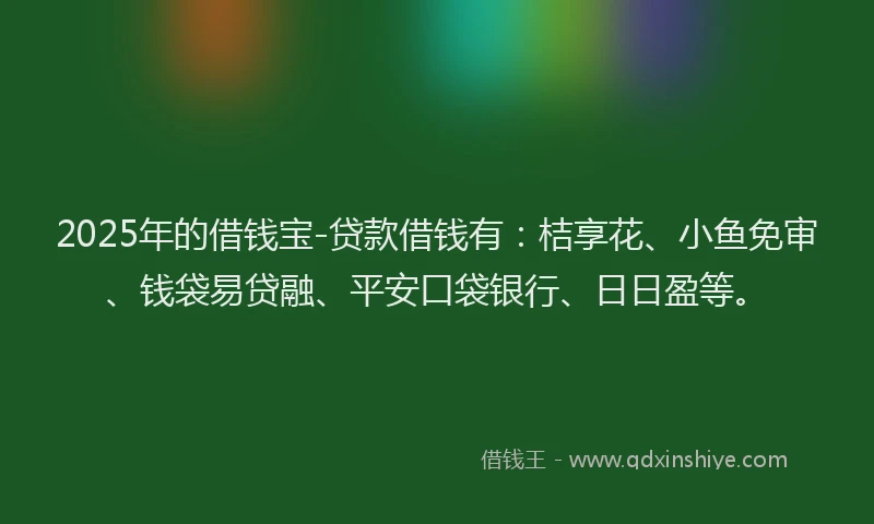 2025年的借钱宝-贷款借钱有：桔享花、小鱼免审、钱袋易贷融、平安口袋银行、日日盈等。