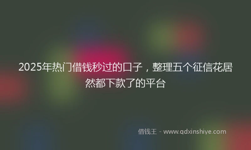 2025年热门借钱秒过的口子，整理五个征信花居然都下款了的平台