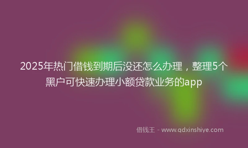 2025年热门借钱到期后没还怎么办理，整理5个黑户可快速办理小额贷款业务的app