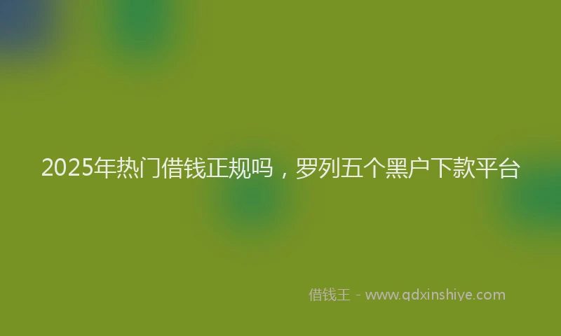 2025年热门借钱正规吗，罗列五个黑户下款平台