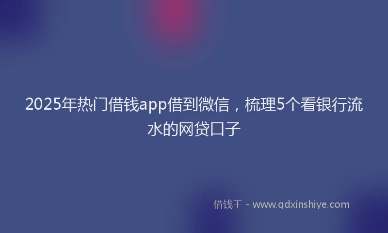 2025年热门借钱app借到微信，梳理5个看银行流水的网贷口子