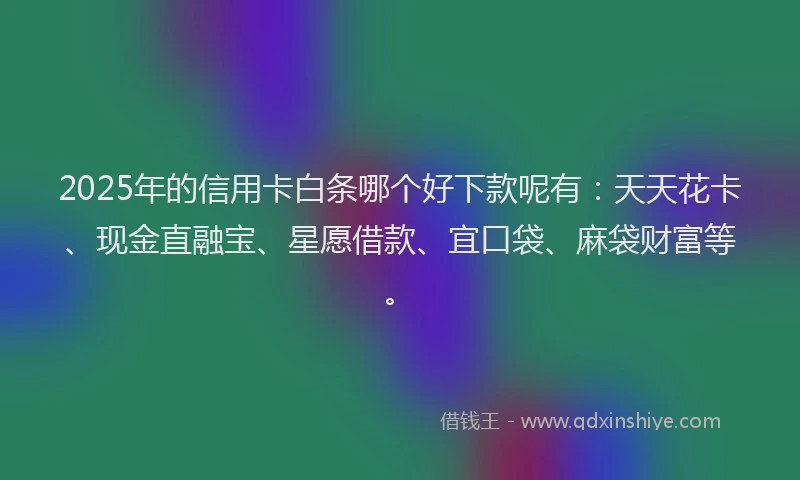 2025年的信用卡白条哪个好下款呢有：天天花卡、现金直融宝、星愿借款、宜口袋、麻袋财富等。