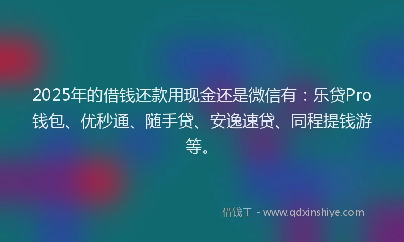 2025年的借钱还款用现金还是微信有：乐贷Pro钱包、优秒通、随手贷、安逸速贷、同程提钱游等。