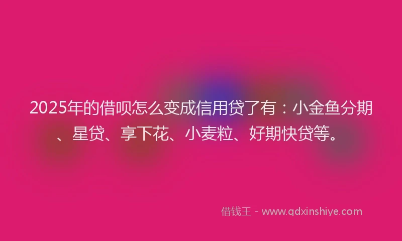2025年的借呗怎么变成信用贷了有：小金鱼分期、星贷、享下花、小麦粒、好期快贷等。