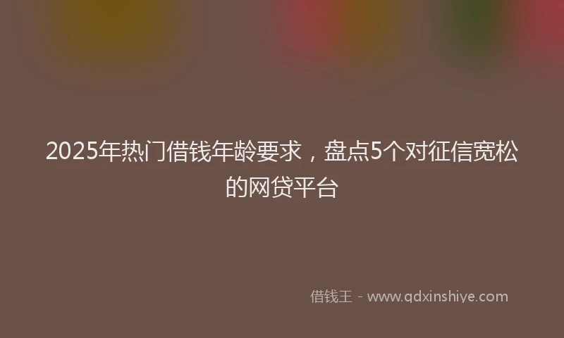 2025年热门借钱年龄要求，盘点5个对征信宽松的网贷平台