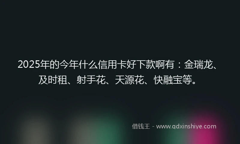 2025年的今年什么信用卡好下款啊有：金瑞龙、及时租、射手花、天源花、快融宝等。