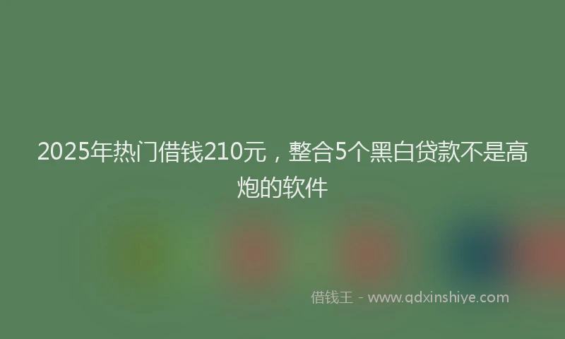 2025年热门借钱210元，整合5个黑白贷款不是高炮的软件