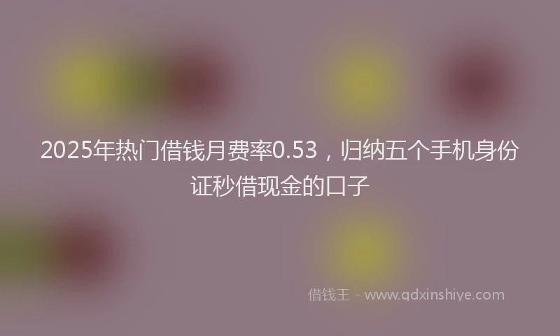 2025年热门借钱月费率0.53，归纳五个手机身份证秒借现金的口子