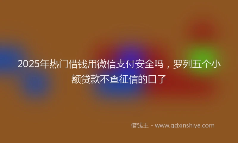 2025年热门借钱用微信支付安全吗，罗列五个小额贷款不查征信的口子