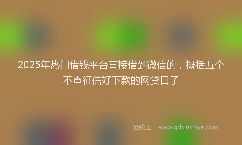 2025年热门借钱平台直接借到微信的，概括五个不查征信好下款的网贷口子