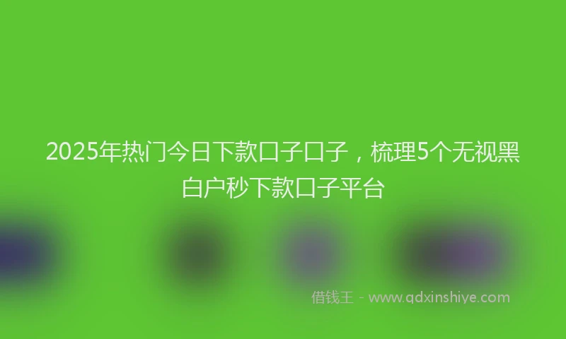 2025年热门今日下款口子口子，梳理5个无视黑白户秒下款口子平台