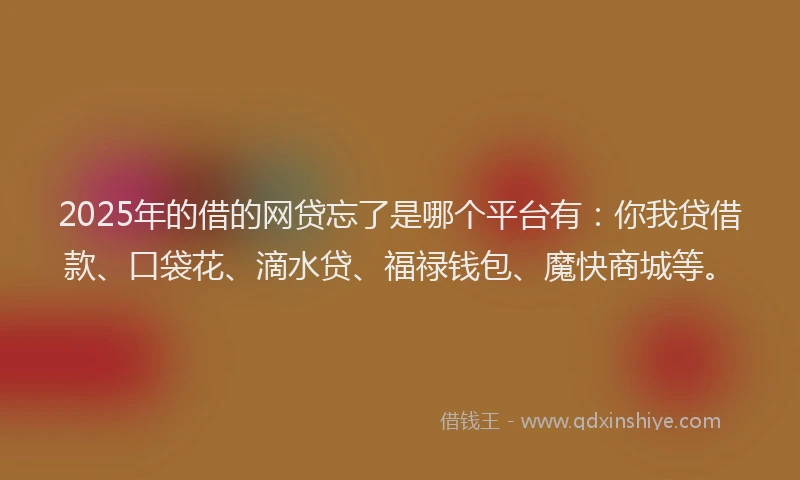 2025年的借的网贷忘了是哪个平台有：你我贷借款、口袋花、滴水贷、福禄钱包、魔快商城等。