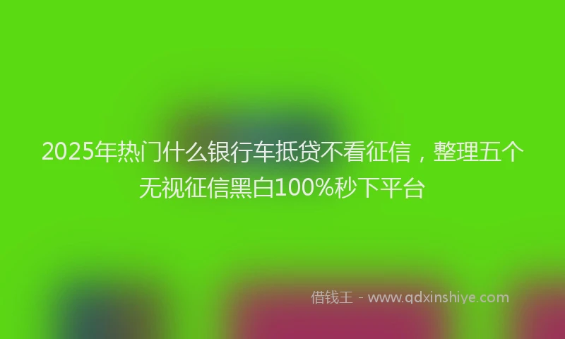 2025年热门什么银行车抵贷不看征信，整理五个无视征信黑白100%秒下平台