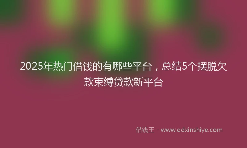 2025年热门借钱的有哪些平台，总结5个摆脱欠款束缚贷款新平台