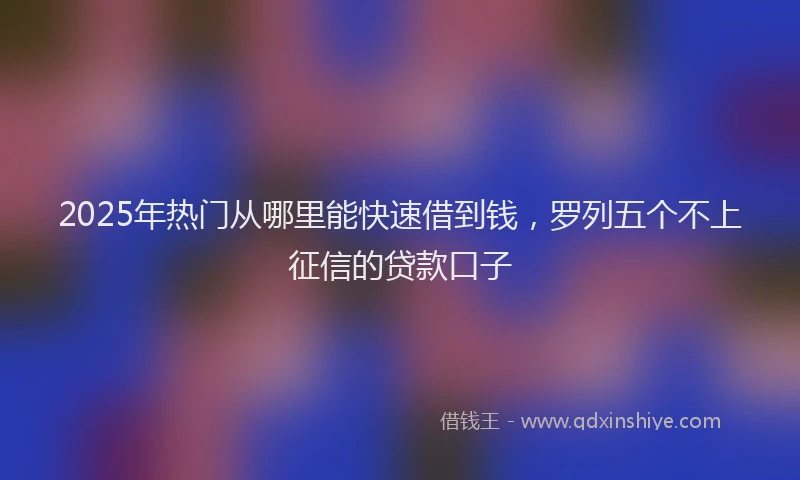 2025年热门从哪里能快速借到钱，罗列五个不上征信的贷款口子