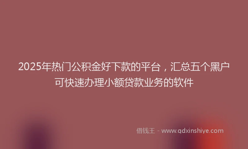 2025年热门公积金好下款的平台，汇总五个黑户可快速办理小额贷款业务的软件