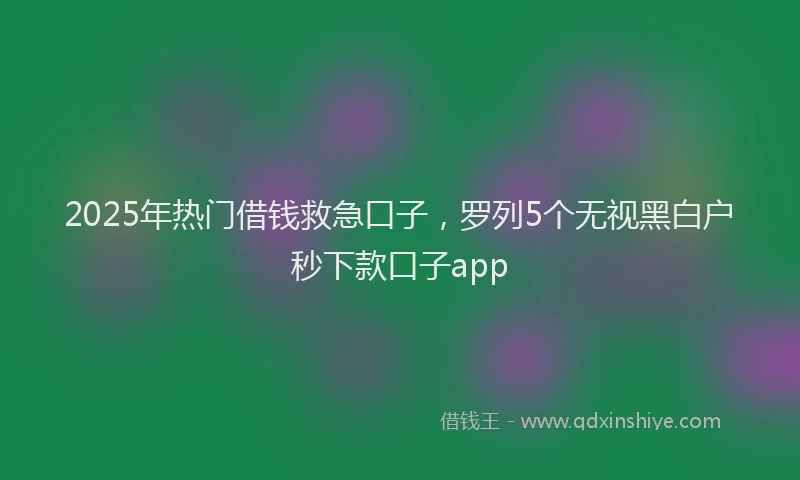 2025年热门借钱救急口子，罗列5个无视黑白户秒下款口子app