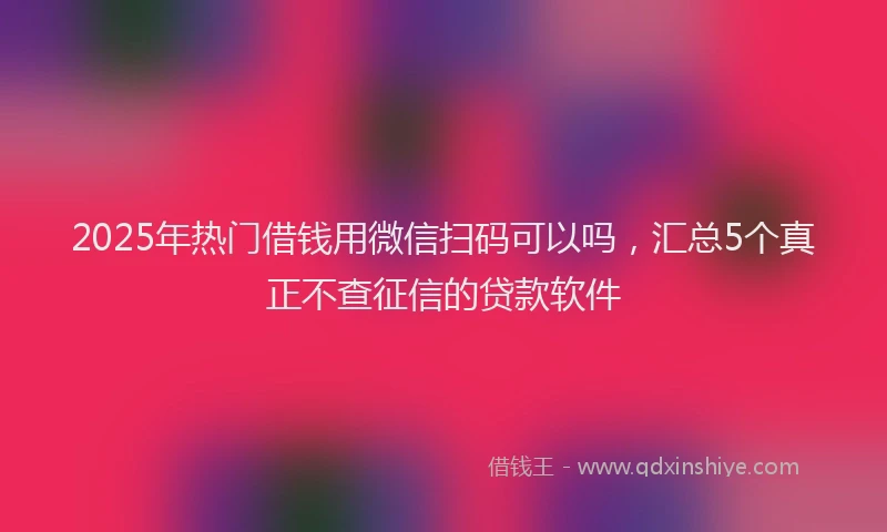 2025年热门借钱用微信扫码可以吗，汇总5个真正不查征信的贷款软件