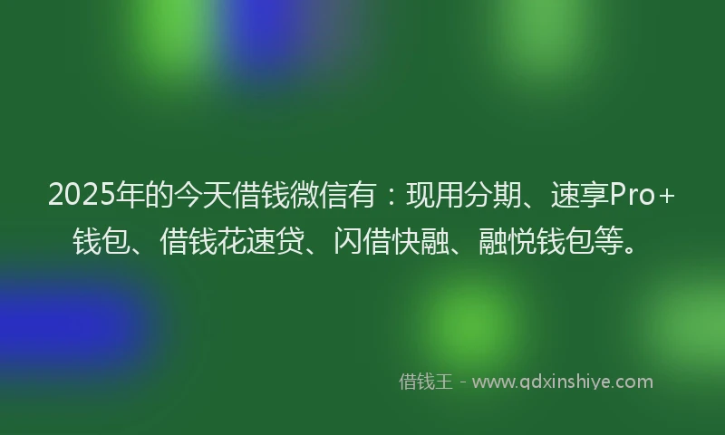 2025年的今天借钱微信有：现用分期、速享Pro+钱包、借钱花速贷、闪借快融、融悦钱包等。