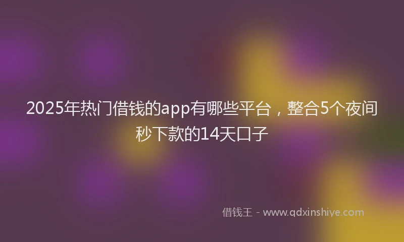 2025年热门借钱的app有哪些平台，整合5个夜间秒下款的14天口子