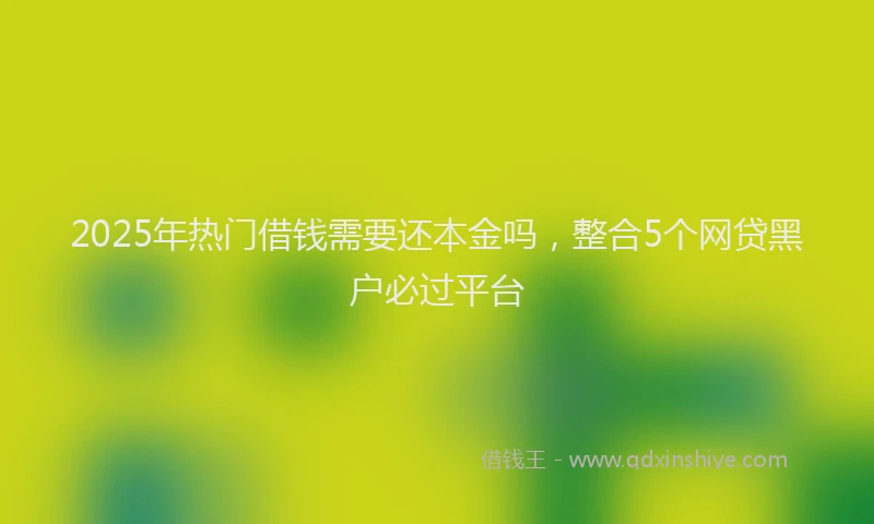 2025年热门借钱需要还本金吗，整合5个网贷黑户必过平台
