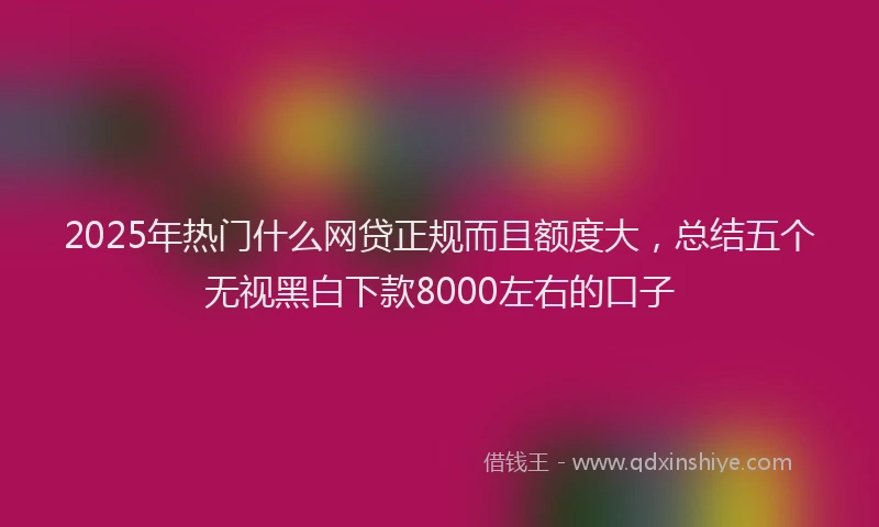 2025年热门什么网贷正规而且额度大，总结五个无视黑白下款8000左右的口子