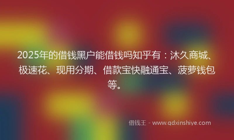 2025年的借钱黑户能借钱吗知乎有：沐久商城、极速花、现用分期、借款宝快融通宝、菠萝钱包等。