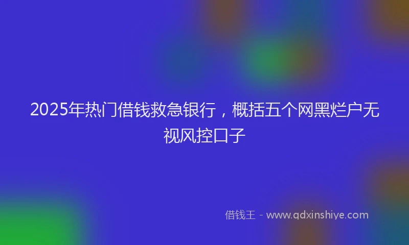 2025年热门借钱救急银行，概括五个网黑烂户无视风控口子