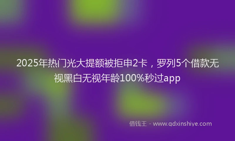2025年热门光大提额被拒申2卡，罗列5个借款无视黑白无视年龄100%秒过app