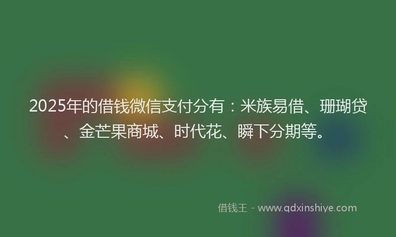 2025年的借钱微信支付分有：米族易借、珊瑚贷、金芒果商城、时代花、瞬下分期等。